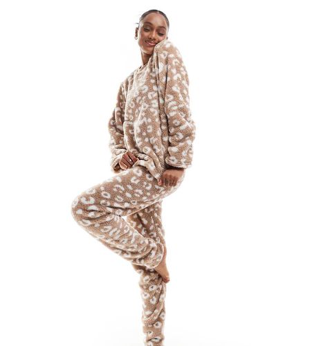 Pyjama deux pièces en sherpa douillet - Taupe - Loungeable Tall - Modalova