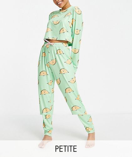 Petite - Pyjama avec legging et crop top à imprimé tacos - Loungeable - Modalova