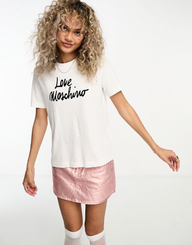 T-shirt à logo signature imprimé - Crème - Love Moschino - Modalova