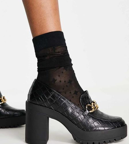 London Rebel - Pointure large - Mocassins à plateforme épaisse - croco - London Rebel Wide Fit - Modalova