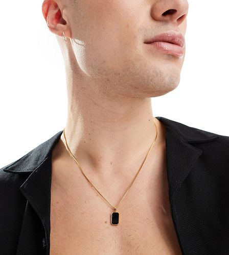 Collier en acier inoxydable plaqué or 18 carats avec pendentif plaque - Noir - Lost Souls - Modalova