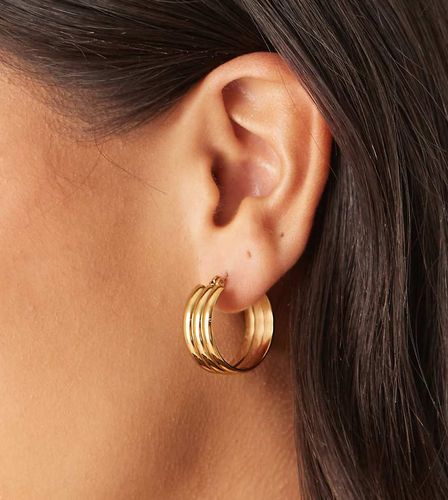 Créoles triple épaisseur en acier inoxydable plaqué or 18 carats - Lost Souls - Modalova