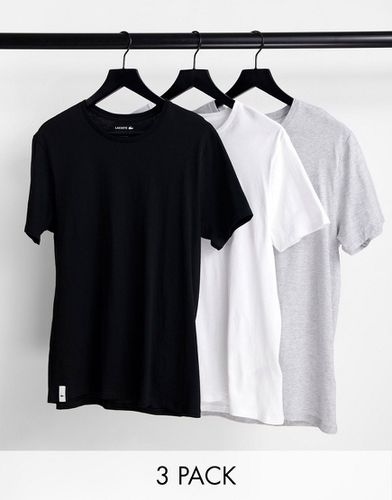 Lot de 3 t-shirts loungewear - Blanc, noir et gris - Lacoste - Modalova