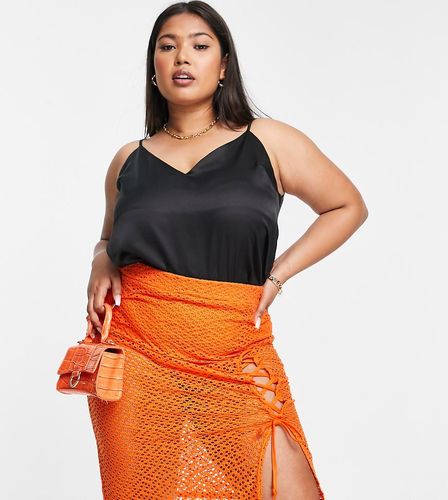 Jupe d'ensemble mi-longue en maille crochetée - Lasula Plus - Modalova