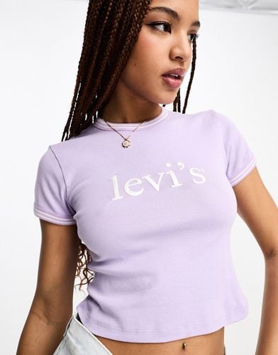 T-shirt crop top à bords contrastants et logo à empattement - Levi's - Modalova