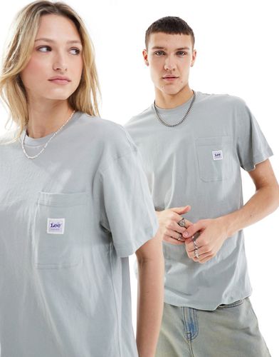 T-shirt unisexe décontracté style workwear avec poche à étiquette - Bleu- clair - Lee - Modalova