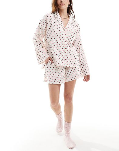 Haut de pyjama boutonné à imprimé caurs - Lindex - Modalova