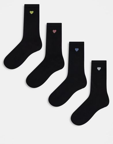 Lot de 4 paires de chaussettes à détail caur - Lindex - Modalova