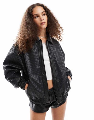 Blouson style bomber imitation cuir effet tissé - Lioness - Modalova