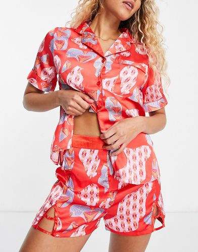 Pyjama en satin à imprimé kaléidoscope - et rouge - Liquorish - Modalova