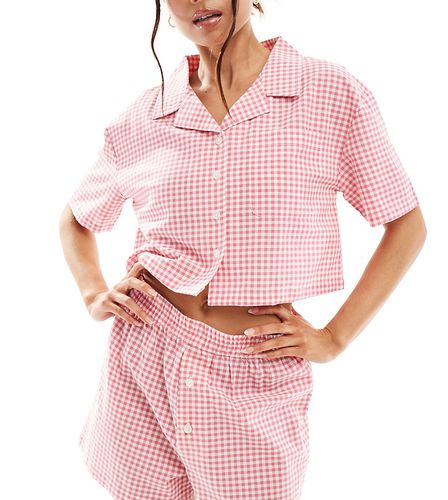Chemise de pyjama ultra courte en gaze à carreaux - Luna - Modalova