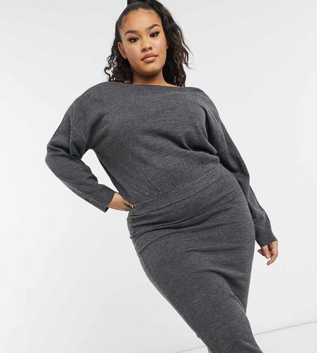 Robe longueur mollet en maille effet superposé - M Lounge Curve - Modalova
