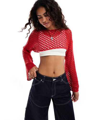 Crop top ultra court style boléro en maille crochet ajourée - Monki - Modalova