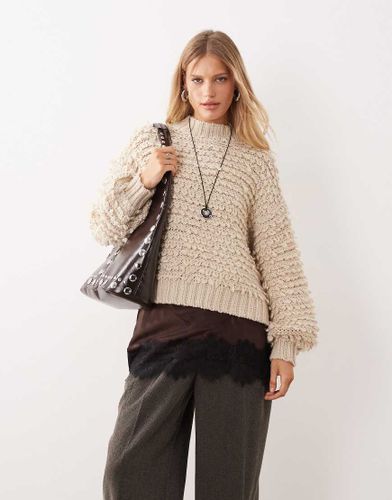 Pull oversize en maille texture - Beige - Monki - Modalova