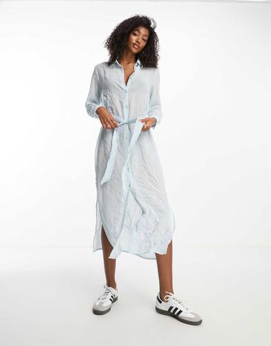 Robe chemise mi-longue effet froissé à manches longues - Monki - Modalova