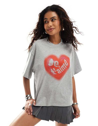 T-shirt décontracté avec imprimé caur Love - chiné - Monki - Modalova