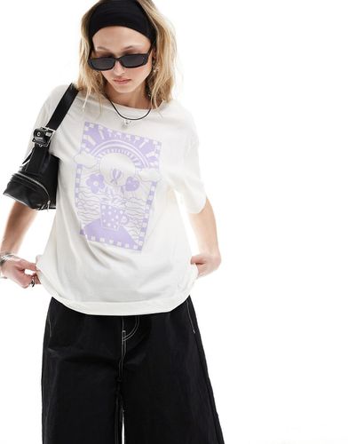 T-shirt oversize à motif graphique - cassé et lilas - Monki - Modalova