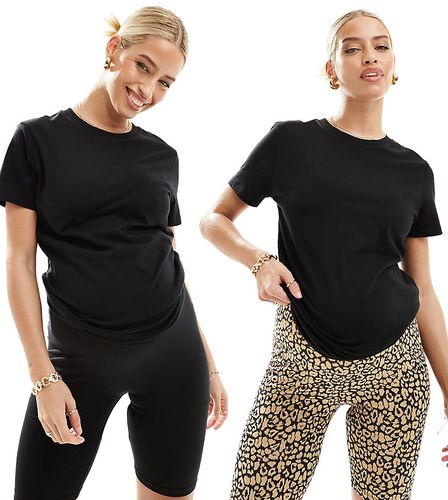 Mamalicious - Lot de 2 shorts leggings avec ceinture recouvrant le ventre - Noir et léopard - Mama.licious - Modalova