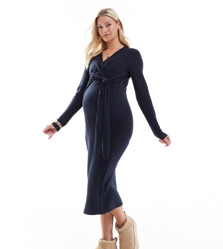 Mamalicious - Robe de grossesse longue en maille avec naud sur l'avant - Mama.licious - Modalova