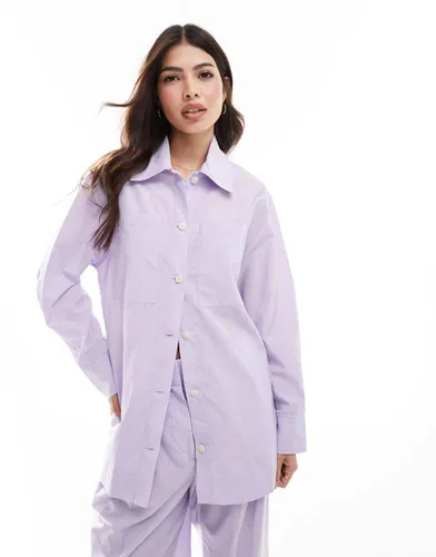 Chemise d'ensemble rayée oversize - Lilas - Mango - Modalova