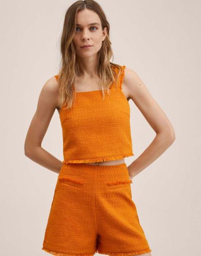Crop top d'ensemble coupe carrée à ourlet effiloché - Mango - Modalova