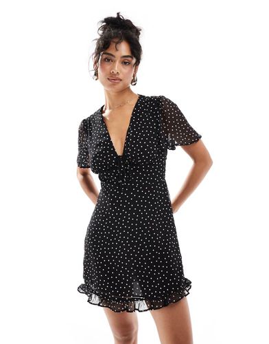 Mango - Robe courte à pois - Noir - Mango - Modalova