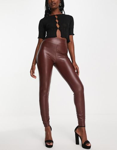 Legging à enfiler en similicuir - Chocolat - Miss Selfridge - Modalova