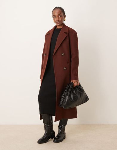 Manteau crois habill avec ceinture - Chocolat - Miss Selfridge - Modalova