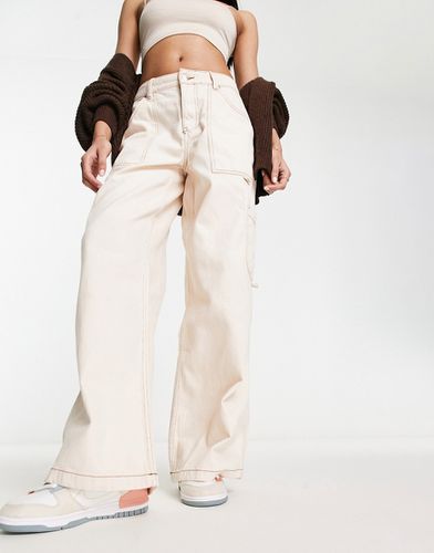 Pantalon cargo droit à coutures contrastantes - Écru - Miss Selfridge - Modalova