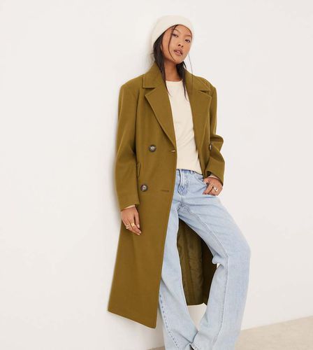 Manteau croisé habillé avec ceinture - Kaki - Miss Selfridge Petite - Modalova