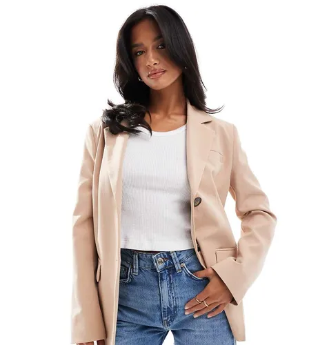 Blazer oversize à boutonnage simple - Taupe - Miss Selfridge Petite - Modalova