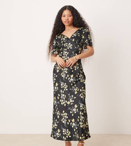 Robe mi-longue à col V et imprimé fleuri - Miss Selfridge Petite - Modalova