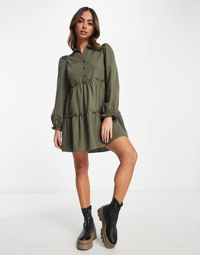 Robe chemise babydoll en popeline - Olive - Miss Selfridge - Modalova