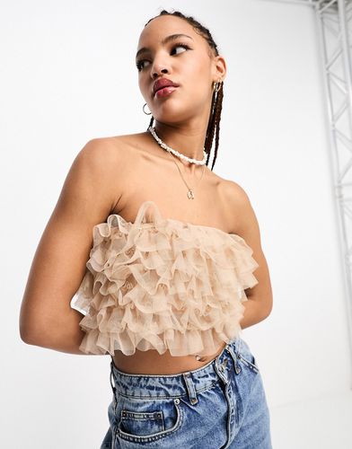 Top bandeau en tulle à volants - Neutre - Miss Selfridge - Modalova