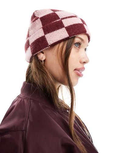 Bonnet à damier - Bordeaux et rose - My Accessories - Modalova