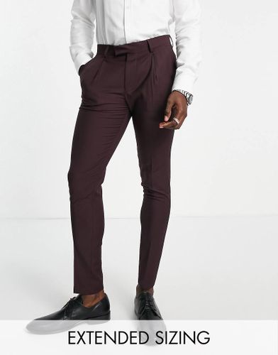Tower Hill - Pantalon de costume ultra skinny en laine mélangée peignée stretch multidirectionnelle - Bordeaux - Noak - Modalova