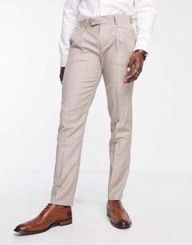 Pantalon de costume slim en fine laine mérinos pure Super-120s - Taupe chiné - Noak - Modalova