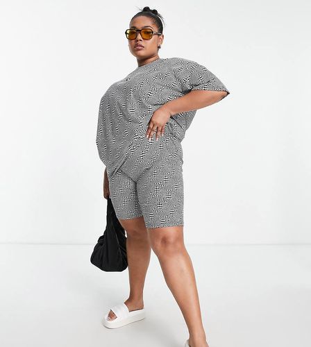 Exclusivité - Short legging d'ensemble à motif damier ondulé - Noir - Noisy May Curve - Modalova
