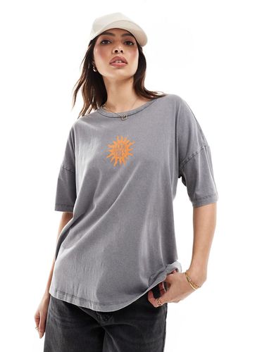 T-shirt oversize avec imprimé Good Vibes - délavé - Noisy May - Modalova