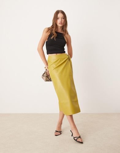 Jupe portefeuille mi-longue en PU - Olive - Never Fully Dressed - Modalova