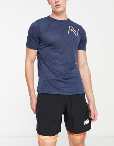Impact Run - T-shirt à logo contrastant - Bleu - New Balance - Modalova