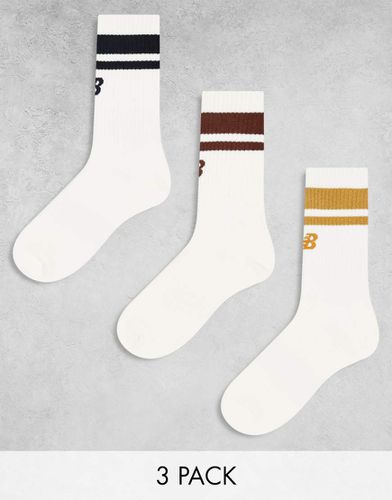 Lot de 3 paires de chaussettes rayées à logo - cassé multicolore - New Balance - Modalova