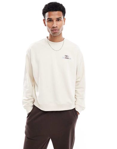 Sweat ras de cou oversize en tissu éponge avec logo - Beige - New Balance - Modalova