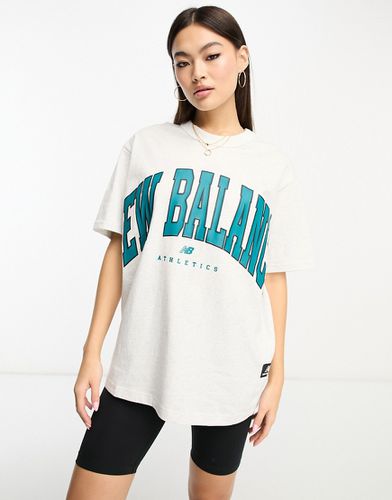 T-shirt à grand logo - Blanc délavé - New Balance - Modalova