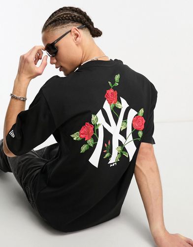 New York Yankees - T-shirt avec imprimé fleurs au dos - Noir - New Era - Modalova