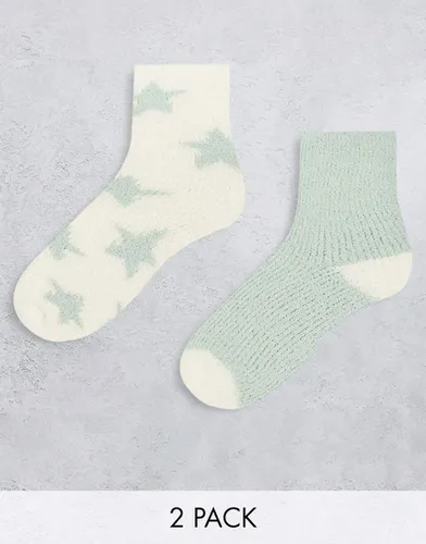 Chaussettes douillettes à motif étoile - menthe - New Look - Modalova