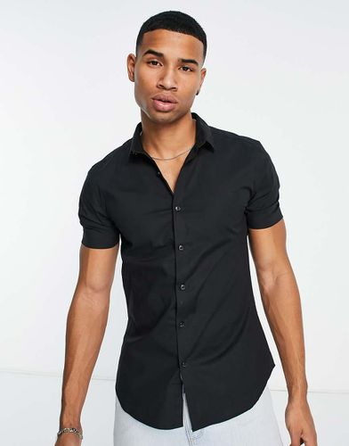 Chemise boutonnée à manches courtes - Noir - New Look - Modalova