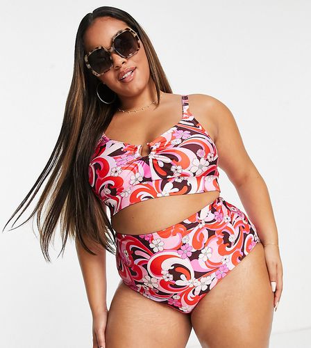 New Look Curve - Bas de bikini taille haute à imprimé tourbillon rétro - New Look Plus - Modalova