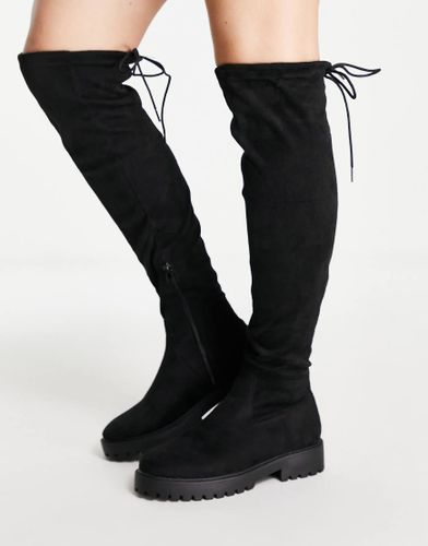Bottes plates hauteur genou en imitation daim - New Look - Modalova
