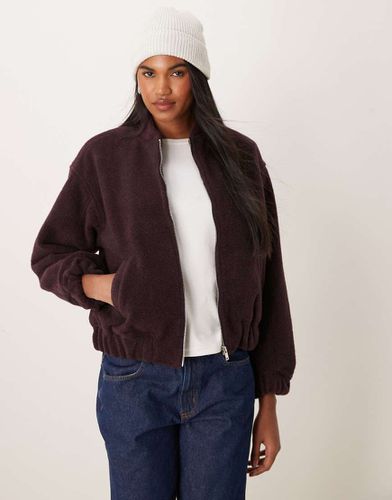 Bomber oversize texturé - Bordeaux - New Look - Modalova